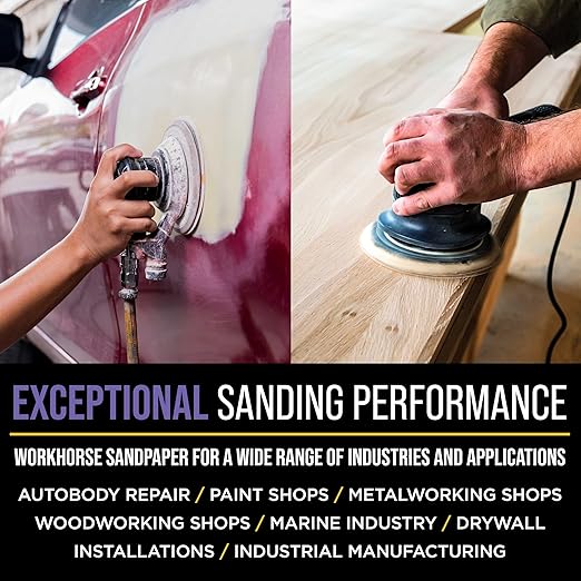 Dura-Gold Premium 120 Grit 5" Purple Film Ceramic Sanding Discs, 8-Hole Pattern, Box of 50 - Dustless Hook & Loop Backing Sandpaper for DA & Random Orbital Sanders - Sand Auto Paint, Wood, Woodworking