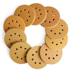 WORKPRO 150-piece Premium Sanding Discs Set, 5" 8 Holes Hook and Loop Sandpaper, 60 80 100 120 150 180 240 320 400 600 Assorted Grits for Random Orbital Sander, Fits Woodworking & Metalworking, Gold