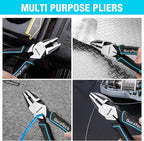 DURATECH 8" High Leverage Linemans Pliers, Cr-Ni Side Cutters, Linesman Pliers for Wire Cutting, Crimping