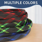 Expandable Braided Sleeving, PET Automotive Wire Loom, Flexible Cable Management for Audio Video and Other Home Device, Cord Protector from Pets (Black Purple, 1/2" x 25ft)