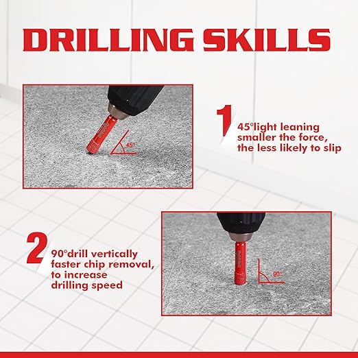 Goldblatt 10PCS 1/4" Diamond Drill Bits, 6mm Diamond Hole Saw Kit for Porcelain Tile Ceramic Concrete Granite Marble Hard Materials (not for Wood)