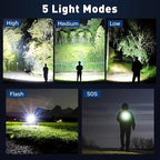 Rechargeable LED Flashlights High Lumens, 99,000 Lumens Super Bright Flashlights with 5 Modes, Waterproof Powerful Flash Light Multifunctional Flashlights for Home Emergencies Hiking（2 Pack）