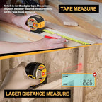 PREXISO 2-in-1 Laser Tape Measure - NOT Digital - 135Ft Laser Measurement Tool & 16Ft Measuring Tape with Auto Lock & Movable Magnetic Hook - Pythagorean, Area, Volume, Ft/Ft+in/in/M Unit-NOT Digital