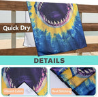 Tie Dye Shark Beach Towel Oversized 36" x 72", Thin Lightweight Sand Free Quick Dry Microfiber Towel for Swimming Pool Cruise Camping Travel