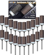 20Pcs 180 Grit Sanding Drums Sandpaper Sticks Set for Dremel Rotary Tool with 1/8" Shank, Rotary Tool Accessories Suitable for Metal Rust Removal/Jade Polishing/Stone Grinding (180 Grit)