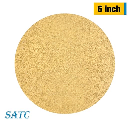 S SATC 100 PCS PSA Sanding Discs 6 Inch Adhesive Backed Sandpaper 220 Grit Sander Attachment for Drill Self Stick Aluminum Oxide Round Automotive Sandpaper with Sticky Back