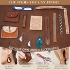 UHAPEER 88PCS Leather Crafting Kit: Leather Working Tools and Supplies for Adult, with Stamping Dyeing Carving Tools, Video Tutorial for Beginners to DIY Earring Wallet Keychain Wristband