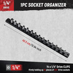 ALOANES Magnetic Socket Organizer, 1/4-Inch Drive Aluminum Socket Holder Socket Tray, Heavy Duty Socket Rail Organizer for Tool Box Drawer, 360°Swivel Clips Socket Rack 1/4-Inch x 14 Clips (Black)