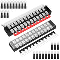 Joinfworld 35A Terminal Block 12 Position Screw Terminal Strip Dual Row with Cover and 12 Position Pre-Insulated Terminal Jumper Block - 2pcs