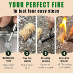 VVAAGG Flint and Steel Fire Starter Kit Survivor, 3/8" 1/2 inch Ferro Rods and Magnesium Rods with Paracord Handle