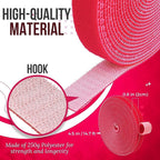 TNP Hook and Loop Tape Strap Cable Ties Fastener (Red) (15 Feet) - Sticky Self Adhesive Nylon Fabric Roll Wrap 0.75" Wide 5 Yards Reusable for Cutting Custom Length Cord Wire Fastening