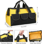4 Pieces Tool Bag with Waterproof Strong Molded Base Multi Pockets Wide Mouth Tool Tote Multifunctional Tool Bag Large Capacity Organizer Heavy Duty Tool Storage Bag (Yellow,13 Inch)