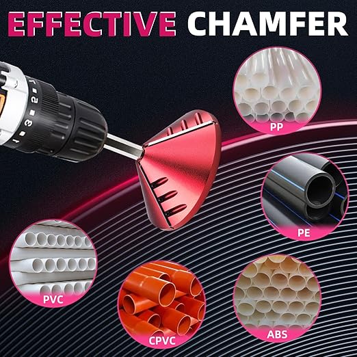 2 in 1 PVC Deburring Tool, Inner Outer Pipe Reamer with 3 Blades, Pipe and Tubing Chamfer Tool for OD 0.75" to 3.5" ID 0.92" to 3.89", Burr Remover for CPVC ABS PP PE Pipes