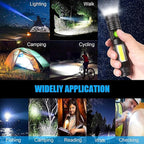 Hoxida Magnetic Flashlight USB Rechargeable, Super Bright LED Tactical Flashlight with Cob Sidelight, Waterproof, Zoomable Best Small LED Flashlight for Camping, Emergency Flashlights