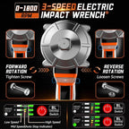 1/2" Cordless Impact Wrench 1600Nm(1200Ft-lbs) High Torque Brushless Impact Gun with 2 x 4.0Ah Batteries, 6 Sockets, Charger, Extension Bar, Variable Speeds for Home/Car/Truck/RV/Mower