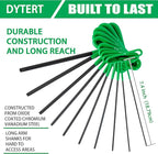 10-Piece Green Torx Star T-Handle Allen Hex Key Wrench Set（T9-T50-7.4 inches long， CR-V Material, Printed Specifications, Versatile Tool for DIY