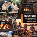 Non-Toxic Waterproof Fire Starters with 5+ Minute Burn for Emergencies, Survival, Campfires, Fire Pits, Grills - Made in The USA - 80 Pack