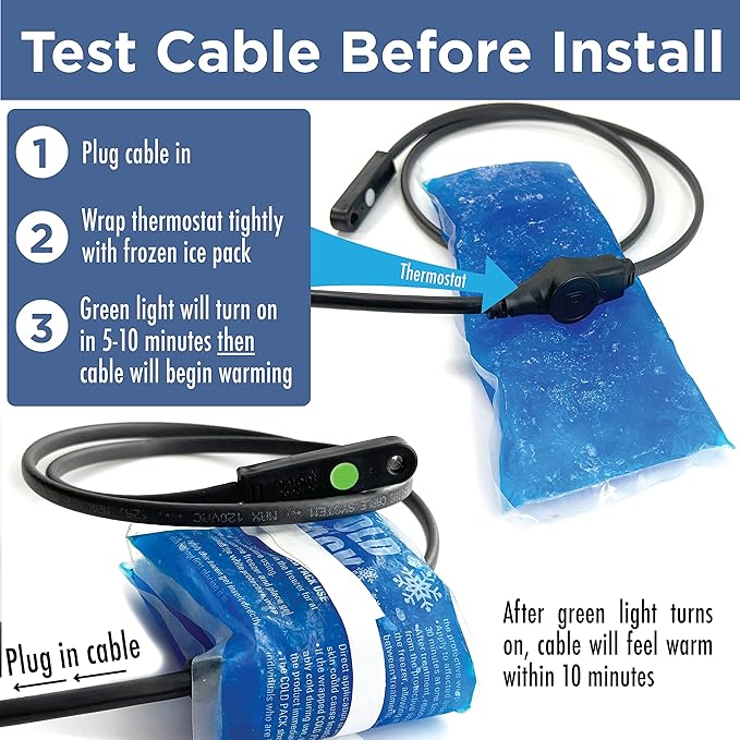 Radiant Solutions Company Intelligent Heat Tape for Water Pipe Freeze Protection - with GlowCap™, Built-in Thermostat, Tape Included, 10-yr Warranty, Heavy-Duty, Self-Regulating, 120V (175 Ft)