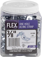 Halex – 3/8 Inch Flexible Metal Conduit (FMC) – 1 Hole Straps – 62180B – 200 Per Pack – Silver