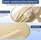 Self-Adhesive Canvas Repair Tape, 4" x 79" Waterproof Canvas Repair Patch, Fabric Patch Repairs Kit for Furniture, Tents, Sunbrellas, Boat Covers Awnings, Couches, Clothes, Bags Beige-Yellow