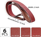 2 x 72 Inch Sanding Belts,2 Pcs Each of 40 60 80 Grits Grinding Belts for 2x72 Belt Sander,Premium Aluminum Oxide Sharpening Sander Belts,6 Pack