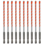Concrete Carbide Drill Bits Hex Shank Masonry Cement Tile Drill Bit Set for Glass/Brick/Plastic/Cement/Tile 15/64" (10PCS)