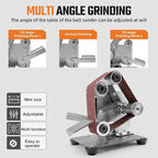 Mini Electric Belt-Sander Knife-Sharpener Sanding Machine - Small Bench Grinder Kit 7 Speed Adjustable Power Polisher DIY Polishing Grinding Tool For Knife Making, Wood Metal Working, Handcraft