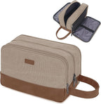 WANDF Travel Toiletry Bag for Men Large Toiletries Shaving Bag Water Resistant Hanging Dopp Kit Travel Accessories Bag for Women Men (Light Khaki)
