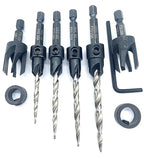 FTG USA Adjustable Wood Countersink Drill Bit Set #6#8#10#12 with Tapered Drill Bits for Woodworking