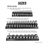 OEMTOOLS 22488 6 Pack Set Metric and SAE Magnetic Socket Tray Set, Black and Green Socket Organizers, 1/4, 3/8, 1/2 Inch Drive Socket Organizer Tray Set