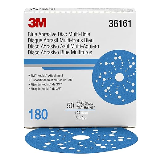 3M Hookit Blue Abrasive Disc 321U Multi-hole, 36161 5 in 180 50 discs per carton
