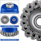 Tandefio 24 Pcs Wire Wheel Brush Wire Wheels with 5/8 -11 Threaded Arbor for 4 1/2 Angle Grinder Knotted Wire Cup Brush for Heavy Cleaning Rust Removal (Blue,3 Inch)