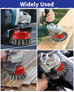 Rocaris Wire Wheel Cup Brush for Grinders, 8 Pack Wire Wheels for 4 1/2 Angle Grinder, 3 & 4 Inch Twisted Knotted & Coarse Crimped Cup Brush