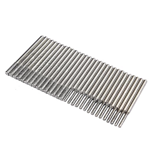 Drilax 30-Pc Diamond Drill Bit Set | 15x 2mm & 15x 3mm | 1/8" Shank Dremel Compatible for Glass, Sea Glass, Gemstones & Lapidary