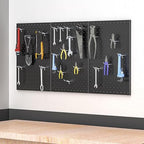 Metal Pegboard Panels 16×12 Inch, Wall-Mounted Tool Organizer Boards, Modular Pegboards for Garage, Workshop, Kitchen, Workbench, or Storage Room (3 PCS, Black)