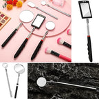 5 Pcs Telescoping Inspection Mirror Set Round Stainless Steel Mirror 360 Rotation Adjustable Inspection Tool with Long Handle for Check The Vehicle, Observe The Eyelashes, Mouth(Popular Style)