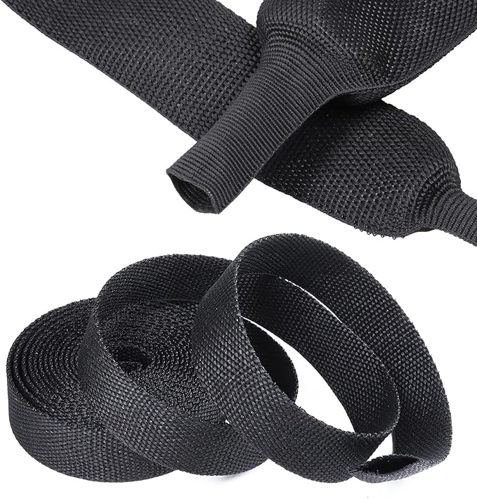 2 in 1 Heat Shrink Braided Sleeving Fabric Tubing-Perfectly fit Irregular Shape Hose/Cable/Wire (1"(25mm), 14FT)