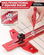 Nicpro Woodworking Scriber Marking Line Ruler, Adjustable Aluminum Alloy Sliding T-Square Ruler with Carpenter Pencil, Angle Adjustment Scale, Precision Line Drawing aid Ruler Tools for Woodworking
