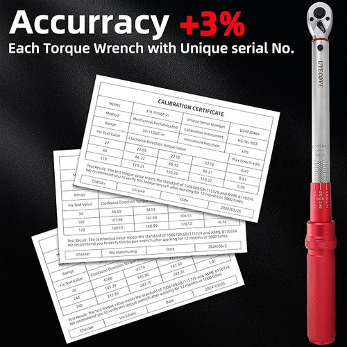 1/4 3/8 1/2-inch Drive Click Torque Wrench, 3Pcs Torque Wrench Set 20-200ft .lb, 10-110ft.lb, 10-170ft.lb ,±3% Accuracy, 72-Tooth Dual Scale Torque Wrenches for Bike, Moto, Car Repair Maintenance