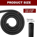 Automotive Wire Loom High Temperature Braided Wire Loom, Split-Sleeve Heat Resistant Wiring Loom Cord Cover for Harness Wires, Self-Wrapping Heavy Duty Sheathing Cable Management Black（20ft-1/2inch）