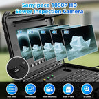 Sanyipace Sewer Camera 165FT/50M with 512Hz Transmitter, Self-Leveling, Distance Counter, Plumbing Inspection Cámara with Microphone Speaker Audio Video Record, 32GB TF Card, Pipe Pulley (7mm Cable)
