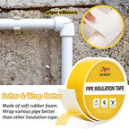 Pipe Insulation Tape, Pipe Wrap Insulation Foam Tape Self Adhesive, Outdoor Water Pipe Insulation Roll for HVAC, AC Line Insulation, 5 inch x 16.5 FT Heat Tape for Water Pipe, White