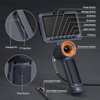 Teslong 360 Articulating Borescope with Light, 5'' Monitor Industrial Inspection Camera with 4-Way Joystick Articulation, HD Endoscope Camera for Automotive, Pipes, and Mechanics (0.24inch-5FT)