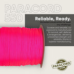 The Paracord Store | Type III 550 Paracord - 1000 FT Spool, Neon Pink | Heavy Duty 7 Strand Tactical Paracord - USA Made Nylon Outdoor Parachute Cord for Camping, Fishing & More - Survival Cord