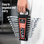 12-Piece Wrench Set, Metric and Standard Combination Wrench Set,Mirror Polished Finish CR-V Professional Spanner,Wrench Tool Set with Organizer Rack and Rolling Pouch