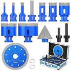 DAIMIT 13-Piece Diamond Drill Bits Set | Vacuum-Brazed Core Hole Saws (5/8"-11 Arbor) for Tile, Marble & Porcelain | Wet/Dry Use | Granite & Glass Cutting Kit