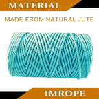 4mm x 200 Feet Blue Jute Rope, Twine for Gardening Tomato Climbing Plant Tie Floristry Crafts Gift Wrapping Packing Decor