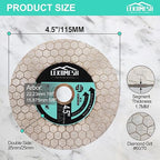 Tile Blade 4.5"/115mm - 2pcs Diamond Saw Blade Hexagon Design for Cutting and Grinding Granite Marble Ceramic Porcelain Tile,Arbor 7/8"-5/8"