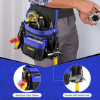 Tool Belt,Magnetic Tool Pouch,14-Pockets Tool Belts for Men,Detachable & Adjustable Tool Pouch belt for Electrician,Carpenter,Construction,Work Apron,Utility Belt,Black-Blue