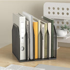 Metal 5-Section File Folder Organizer for Desk | Compact Vertical Desk File Holder | Desktop Paper Sorter for Documents, Notebooks, Books | Black Office Organizer (9.3”x8.5”x7.9”)